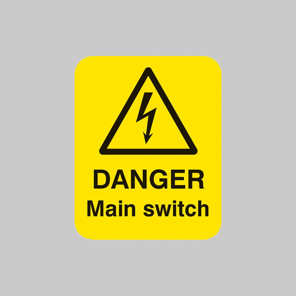 Danger Main Switch Sheet of 25 Labels 40 x 50mm - Ready Set SuppliedDanger Main Switch Sheet of 25 Labels 40 x 50mm54057
