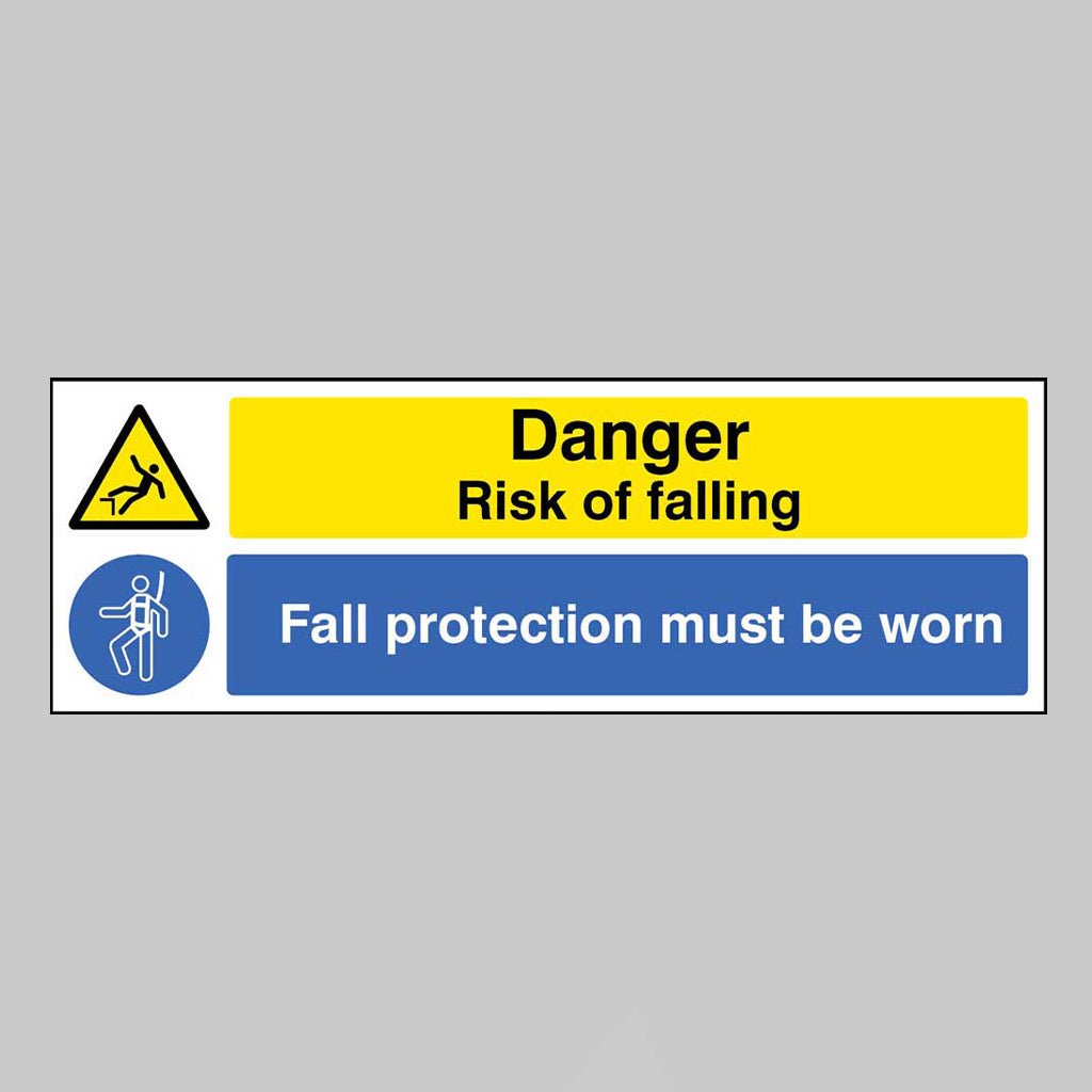 Danger Risk Of Falling Fall Protection Must Be Worn Sign - Ready Set SuppliedDanger Risk Of Falling Fall Protection Must Be Worn SignRigid Plastic16682G