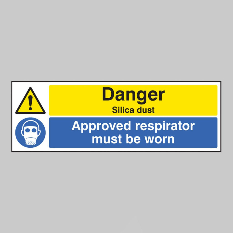 Danger Silica Dust Approved Respirator Must Be Worn Sign - Ready Set SuppliedDanger Silica Dust Approved Respirator Must Be Worn SignRigid Plastic14530G
