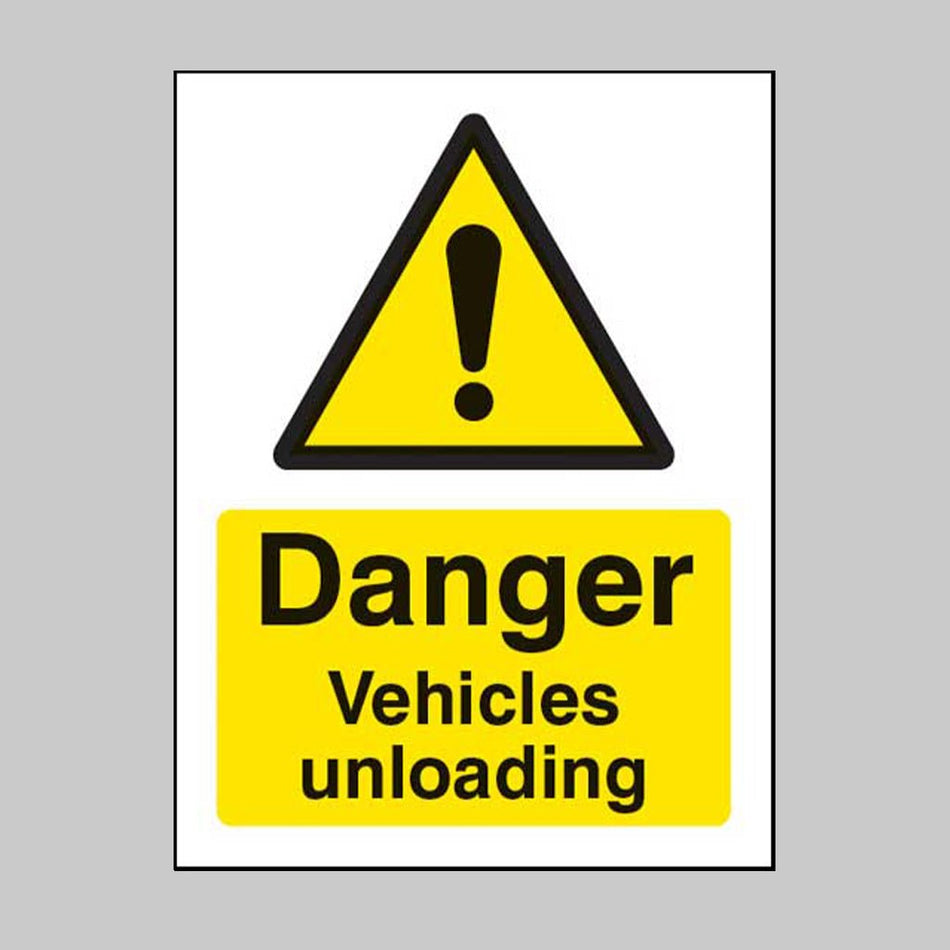Danger Vehicles Unloading Sign - Ready Set SuppliedDanger Vehicles Unloading SignRigid Plastic14244K