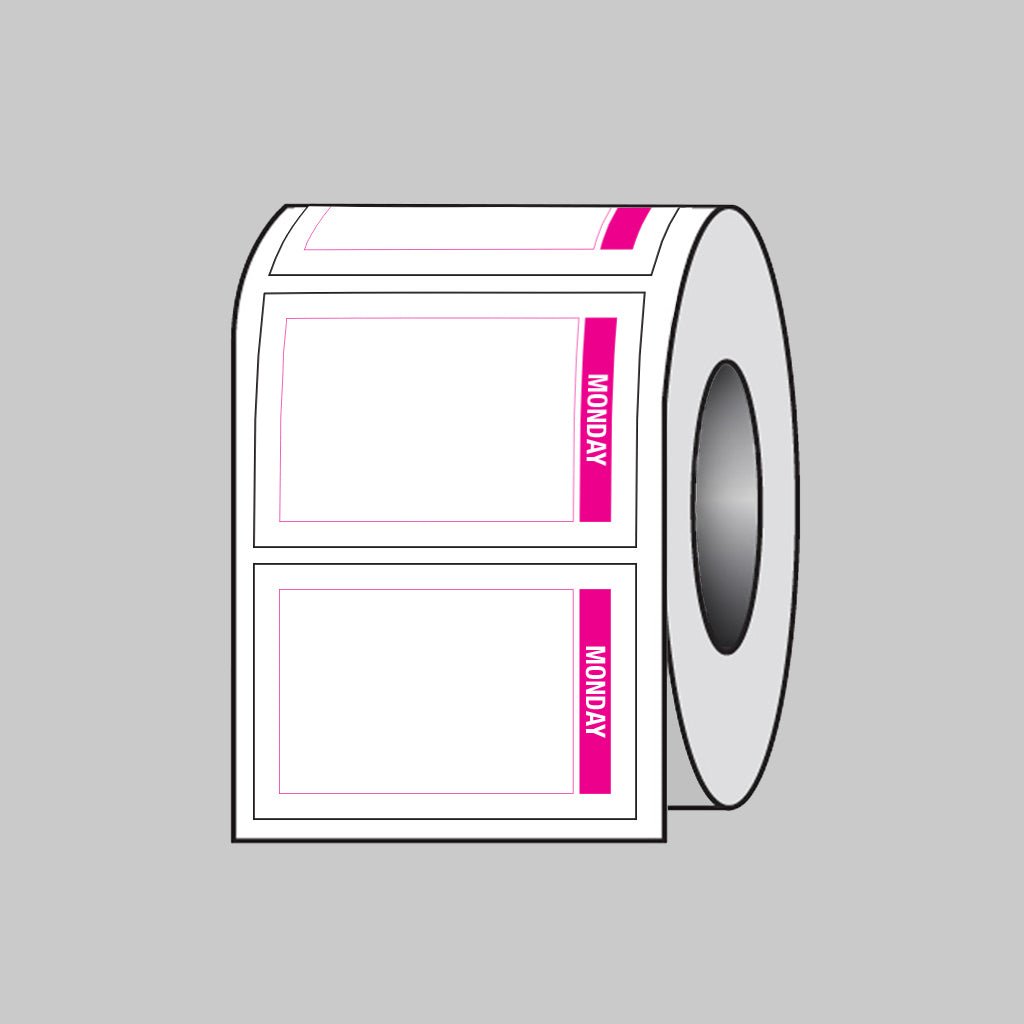 Day Of The Week Labels (Monday) 75 x 50mm Roll of 100 (Removable Matt Polypropylene) - Ready Set SuppliedDay Of The Week Labels (Monday) 75 x 50mm Roll of 100 (Removable Matt Polypropylene)53688