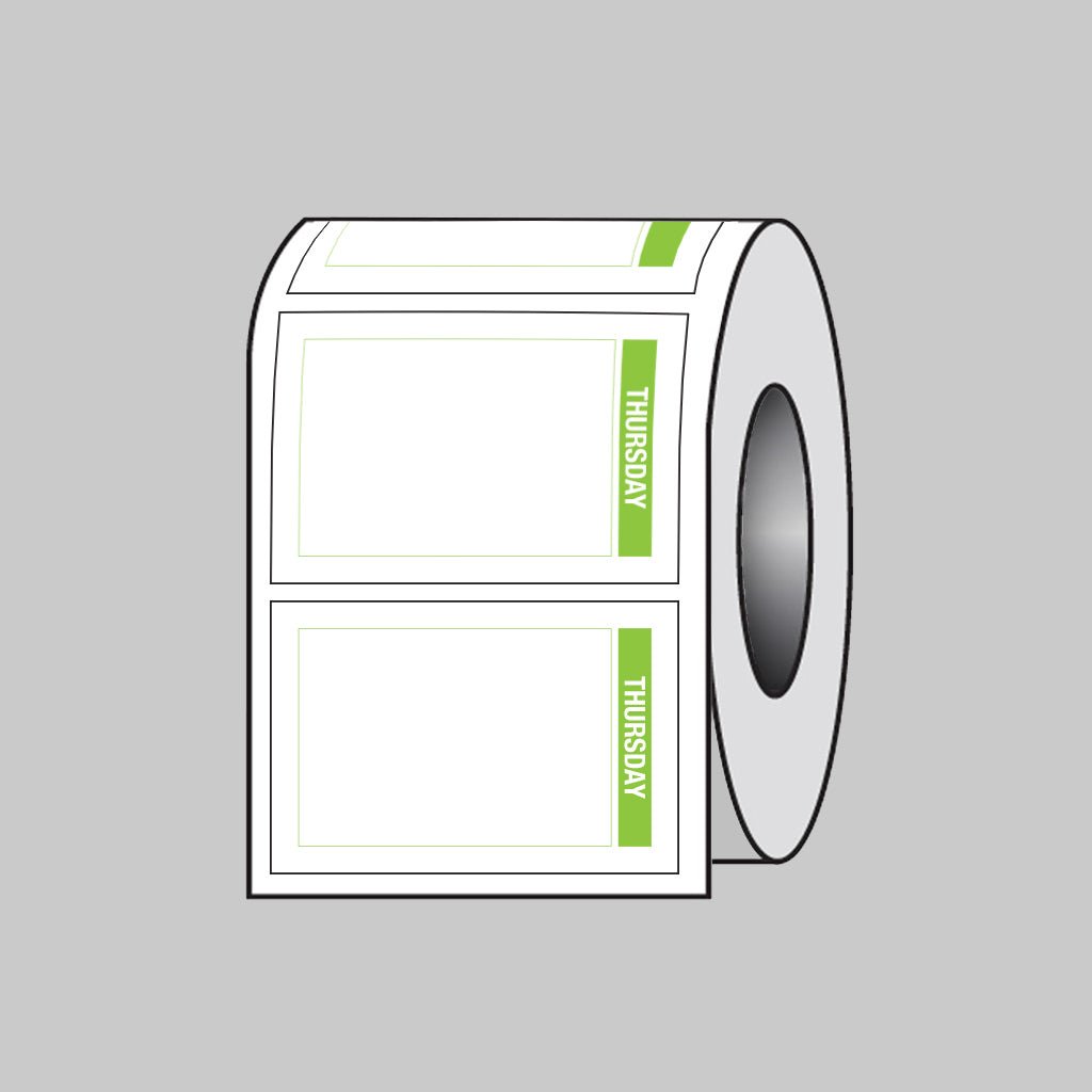 Day Of The Week Labels (Thursday) 75 x 50mm Roll of 100 (Removable Matt Polypropylene) - Ready Set SuppliedDay Of The Week Labels (Thursday) 75 x 50mm Roll of 100 (Removable Matt Polypropylene)53691