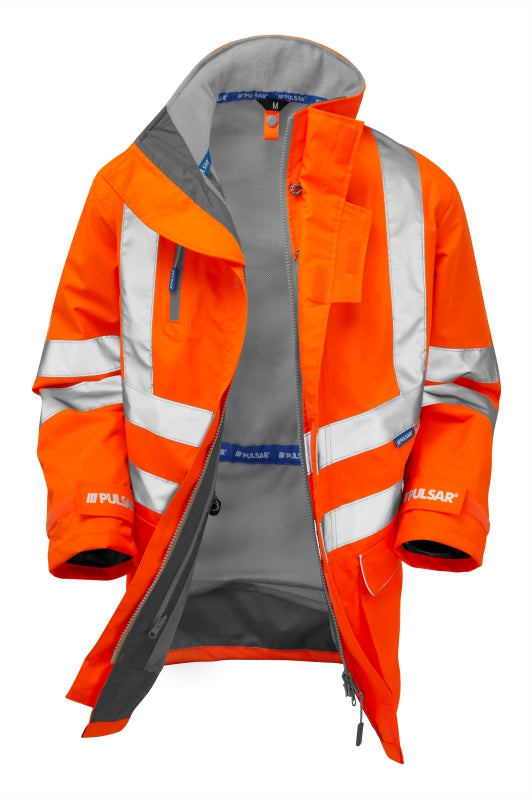 Pulsar Protect HV Orange Mesh Lined Storm Coat