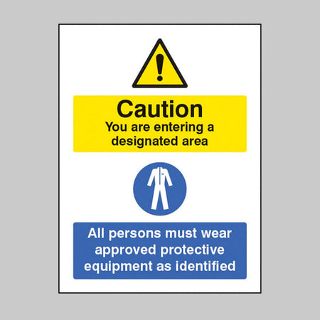 Designated Area All Persons Must Wear Approved PPE Sign - Ready Set SuppliedDesignated Area All Persons Must Wear Approved PPE SignRigid Plastic15217E
