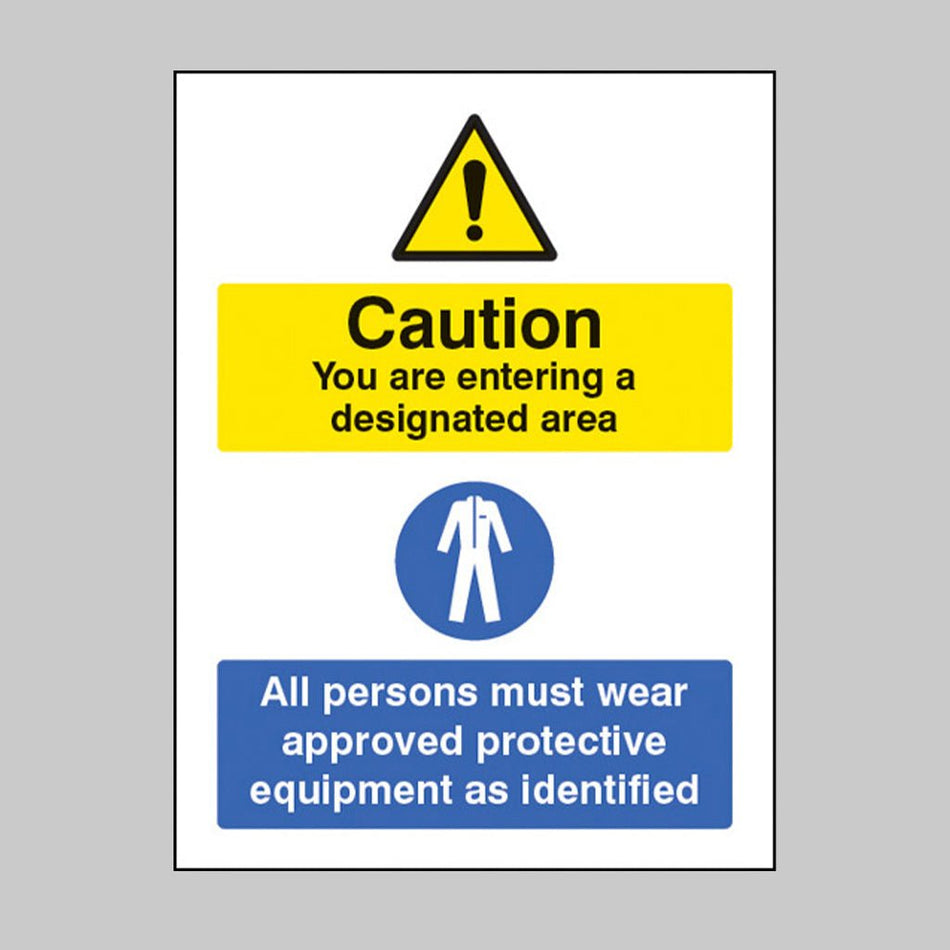 Designated Area All Persons Must Wear Approved PPE Sign - Ready Set SuppliedDesignated Area All Persons Must Wear Approved PPE SignRigid Plastic15217E