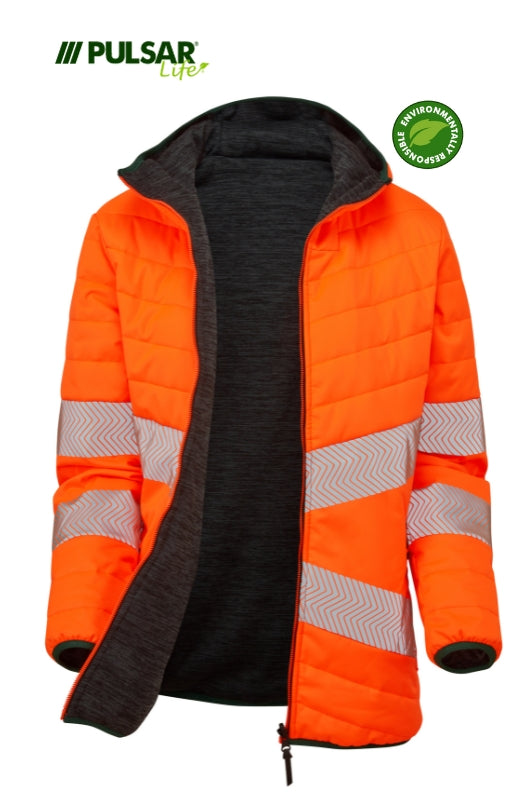 Pulsar Life Women's HV Orange Reversible Puffer Jacket