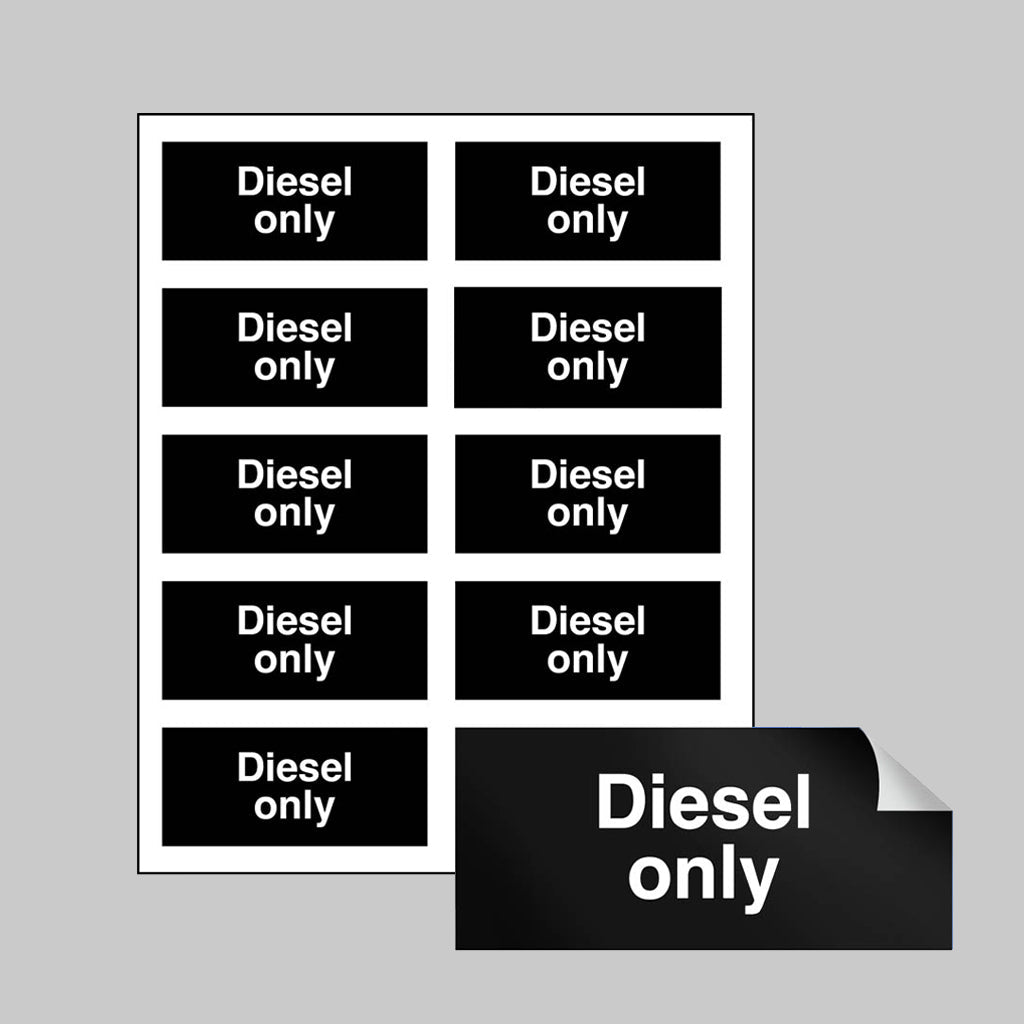 Diesel Only Sheet of 10 Self Adhesive Labels 40 x 18mm - Ready Set SuppliedDiesel Only Sheet of 10 Self Adhesive Labels 40 x 18mm54566