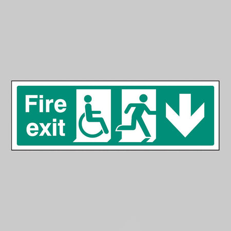 Disabled Fire Exit Arrow Down Sign - Ready Set SuppliedDisabled Fire Exit Arrow Down SignRigid Plastic11227G