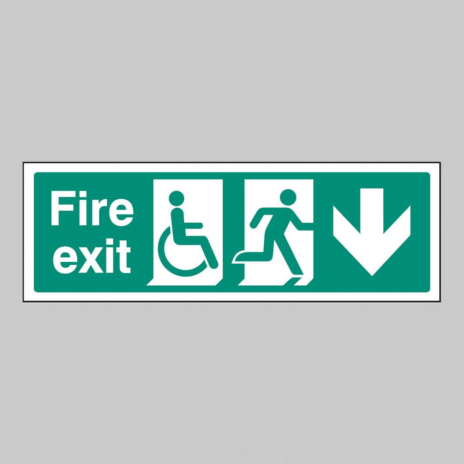 Disabled Fire Exit Arrow Down Sign - Ready Set SuppliedDisabled Fire Exit Arrow Down SignRigid Plastic11227G