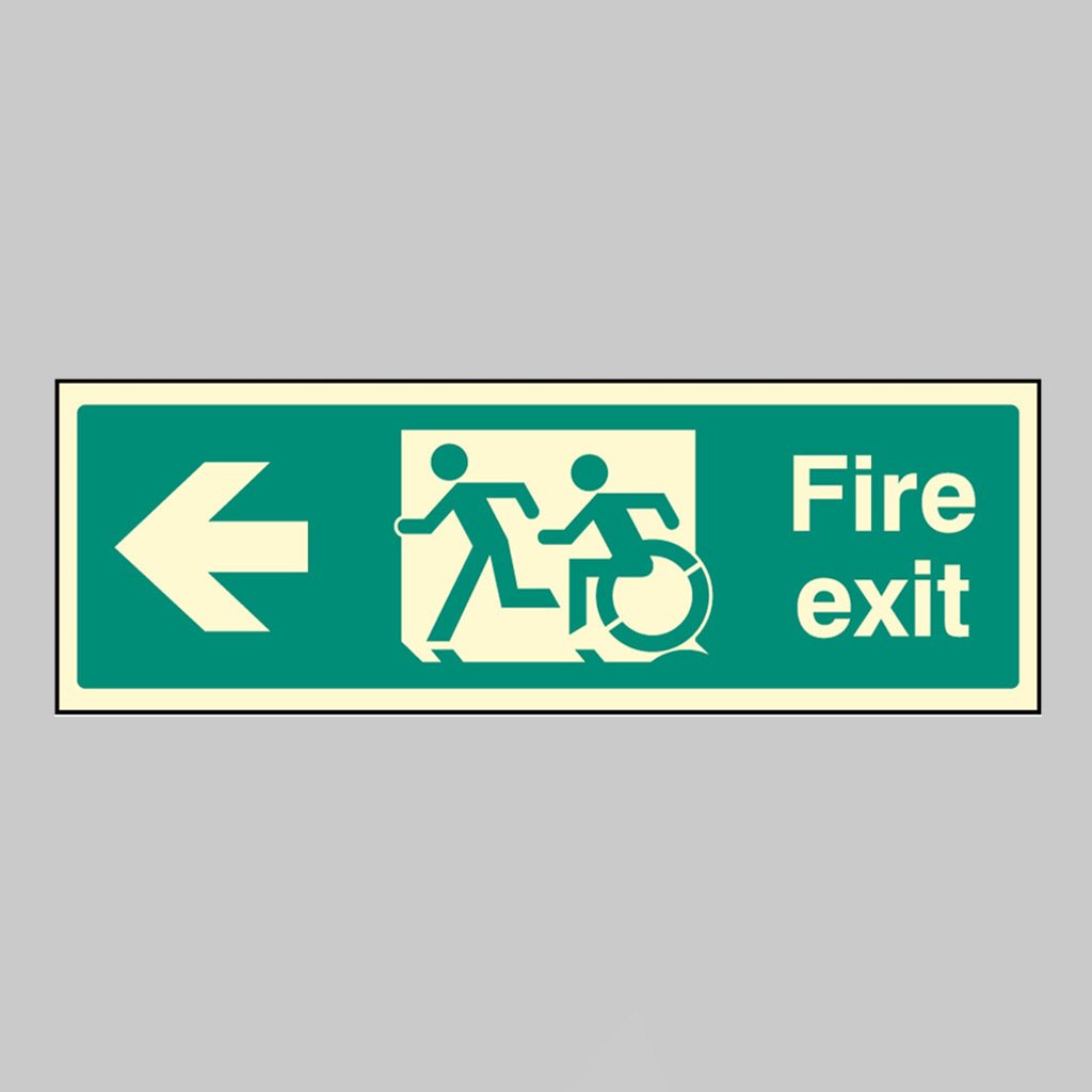 Disabled Fire Exit Arrow Left - Inclusive Design Sign - Ready Set SuppliedDisabled Fire Exit Arrow Left - Inclusive Design SignUltra Bright (Class C) Photoluminescent Rigid32162G