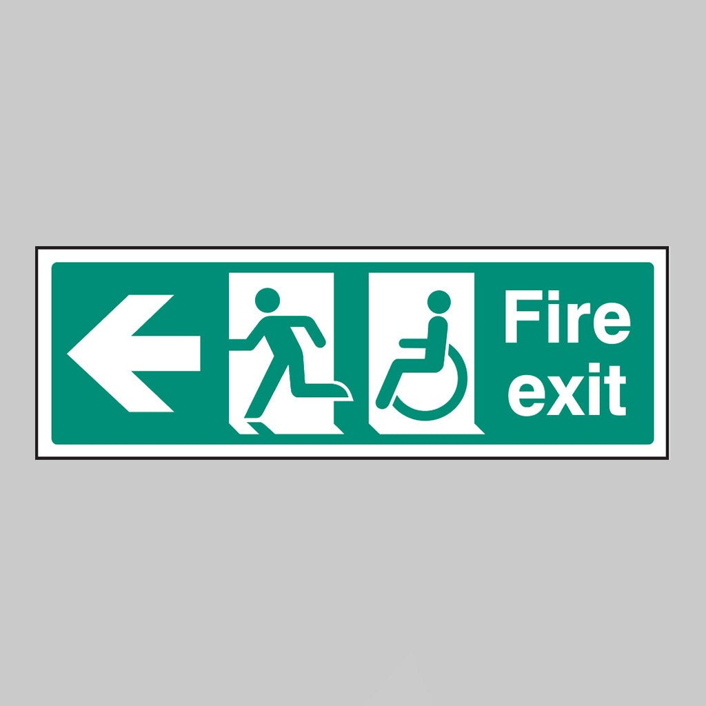 Disabled Fire Exit Arrow Left Sign - Ready Set SuppliedDisabled Fire Exit Arrow Left SignRigid Plastic12087G