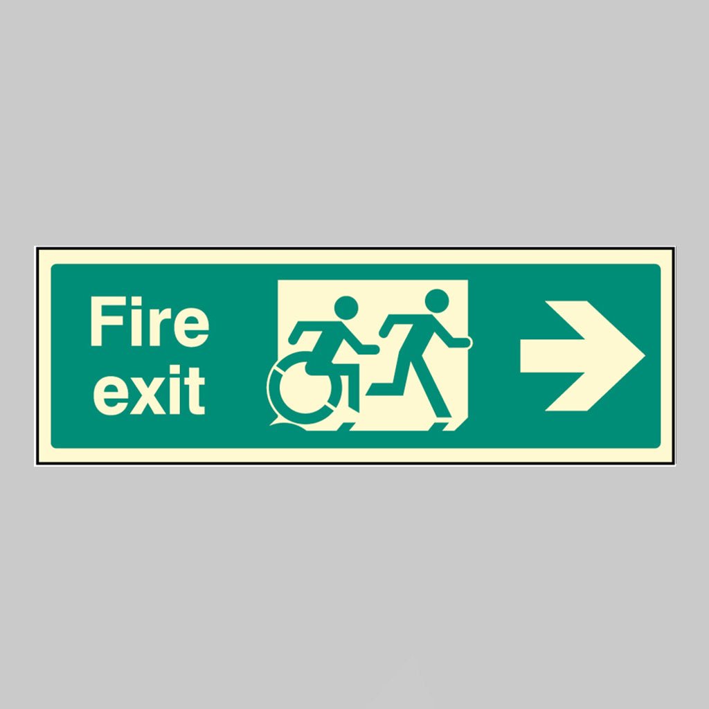 Disabled Fire Exit Arrow Right - Inclusive Design Sign - Ready Set SuppliedDisabled Fire Exit Arrow Right - Inclusive Design SignUltra Bright (Class C) Photoluminescent Rigid32163G