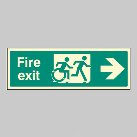 Disabled Fire Exit Arrow Right - Inclusive Design Sign - Ready Set SuppliedDisabled Fire Exit Arrow Right - Inclusive Design SignUltra Bright (Class C) Photoluminescent Rigid32163G