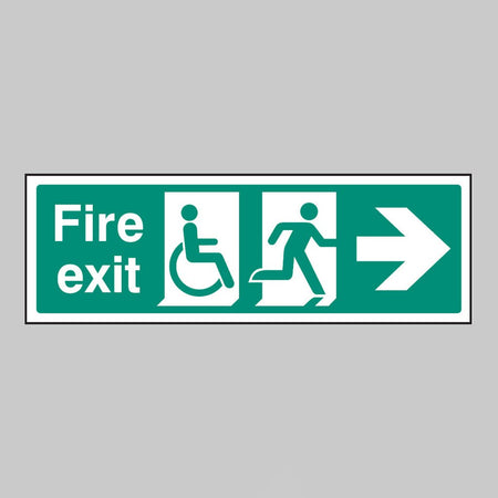 Disabled Fire Exit Arrow Right Sign - Ready Set SuppliedDisabled Fire Exit Arrow Right SignRigid Plastic12089G