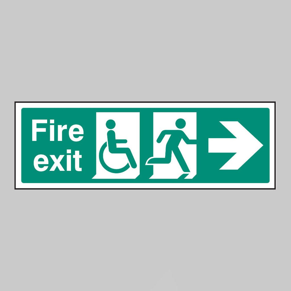 Disabled Fire Exit Arrow Right Sign - Ready Set SuppliedDisabled Fire Exit Arrow Right SignRigid Plastic12089G