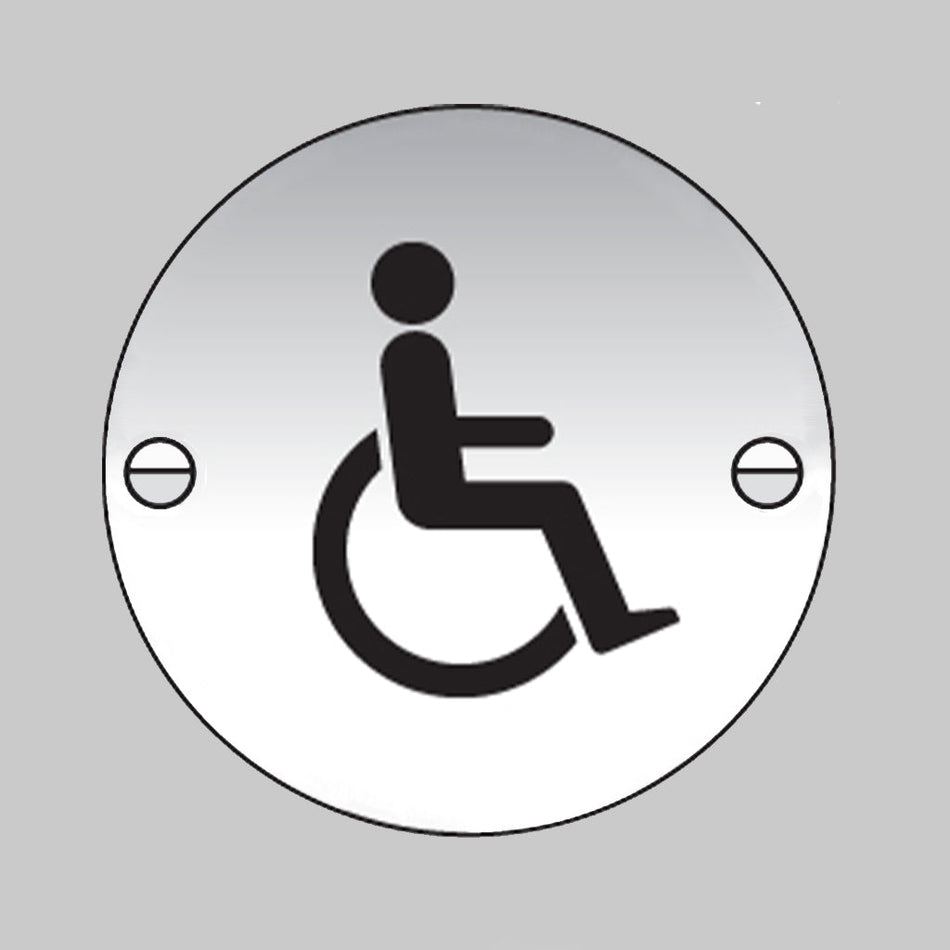 Disabled Symbol 76mm Dia Aluminium Pre-Drilled With Fixings Sign - Ready Set SuppliedDisabled Symbol 76mm Dia Aluminium Pre-Drilled With Fixings Sign59139
