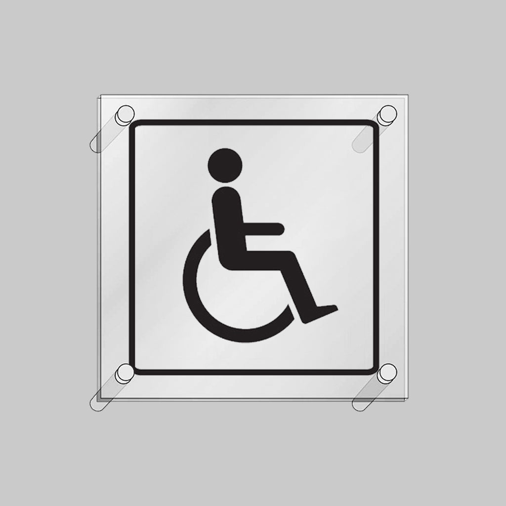 Disabled Symbol Visual Impact 5mm Acrylic Sign 200 x 200mm With Stand Off Locators - Ready Set SuppliedDisabled Symbol Visual Impact 5mm Acrylic Sign 200 x 200mm With Stand Off Locators59196
