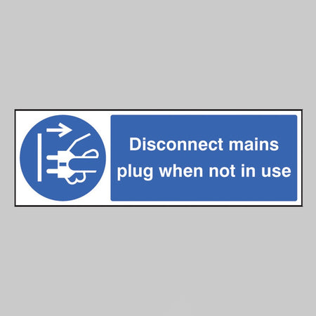 Disconnect Mains Plug When Not In Use Sign - Ready Set SuppliedDisconnect Mains Plug When Not In Use SignRigid Plastic15456G