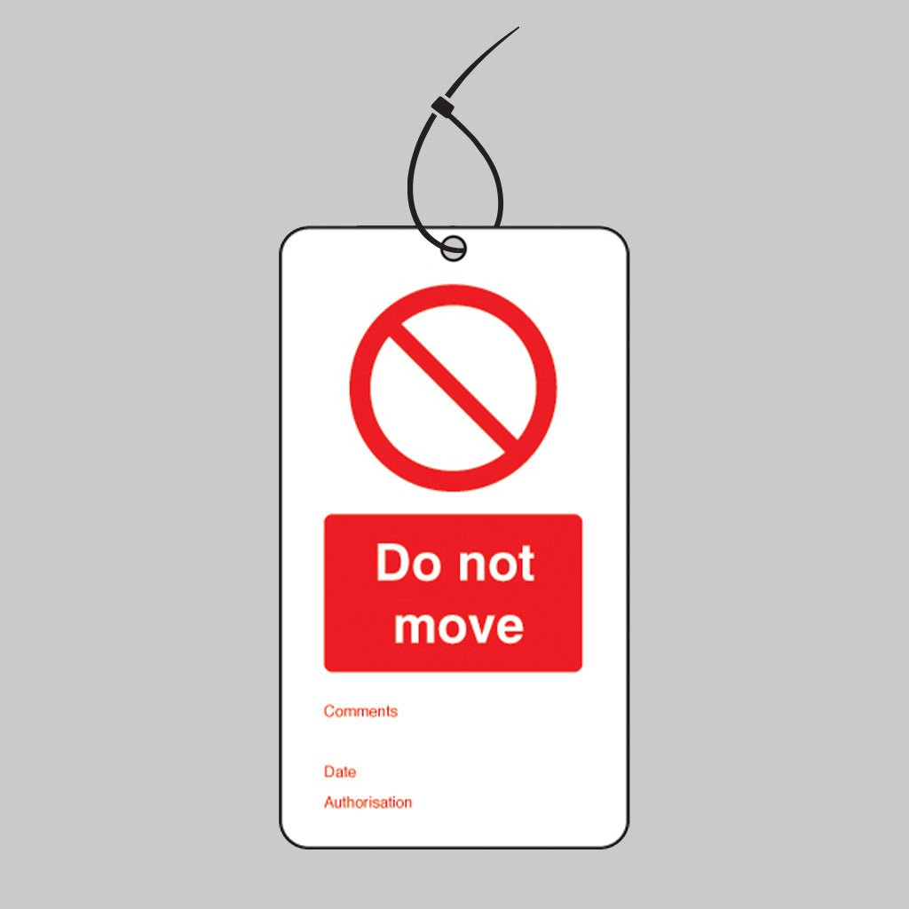 Do Not Move Double Sided Safety Tags 80 x 150mm With Cable Ties (Pack of 10) - Ready Set SuppliedDo Not Move Double Sided Safety Tags 80 x 150mm With Cable Ties (Pack of 10)53435