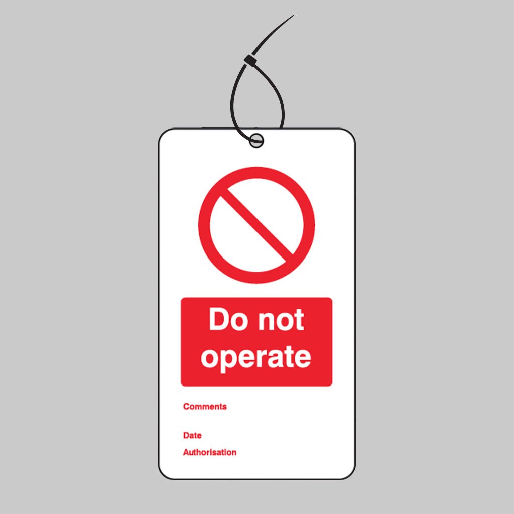 Do Not Operate Double Sided Safety Tags 80 x 150mm With Cable Ties (Pack of 10) - Ready Set SuppliedDo Not Operate Double Sided Safety Tags 80 x 150mm With Cable Ties (Pack of 10)53422