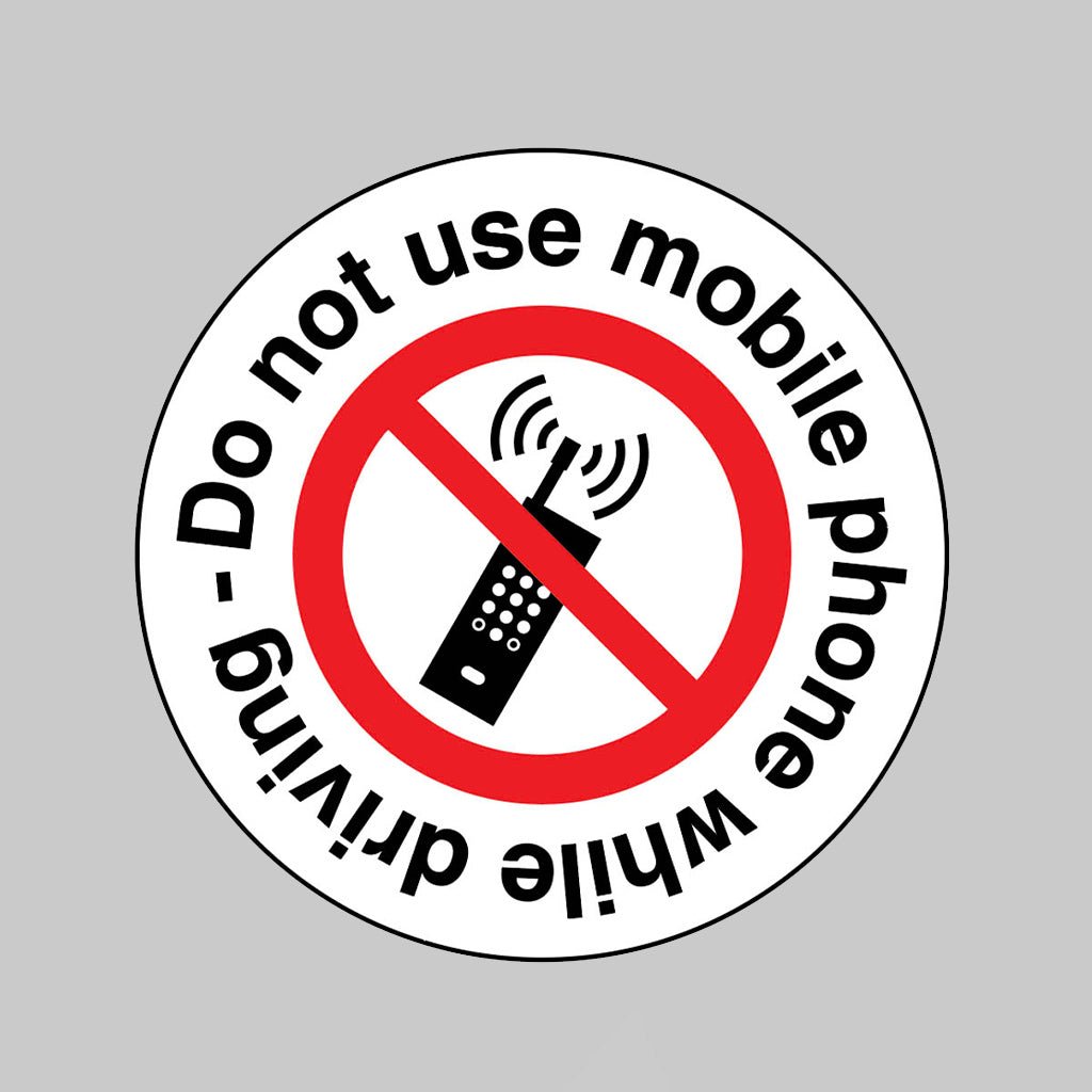 Do Not Use Mobile Phone While Driving 65mm Dia Sheet of 6 Peel 'N' Stick Labels - Ready Set SuppliedDo Not Use Mobile Phone While Driving 65mm Dia Sheet of 6 Peel 'N' Stick Labels53090