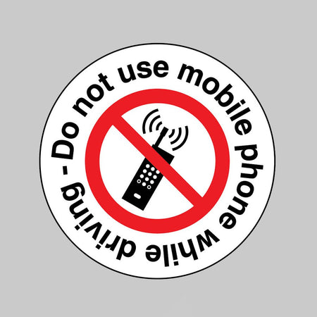 Do Not Use Mobile Phone While Driving 65mm Dia Sheet of 6 Peel 'N' Stick Labels - Ready Set SuppliedDo Not Use Mobile Phone While Driving 65mm Dia Sheet of 6 Peel 'N' Stick Labels53090