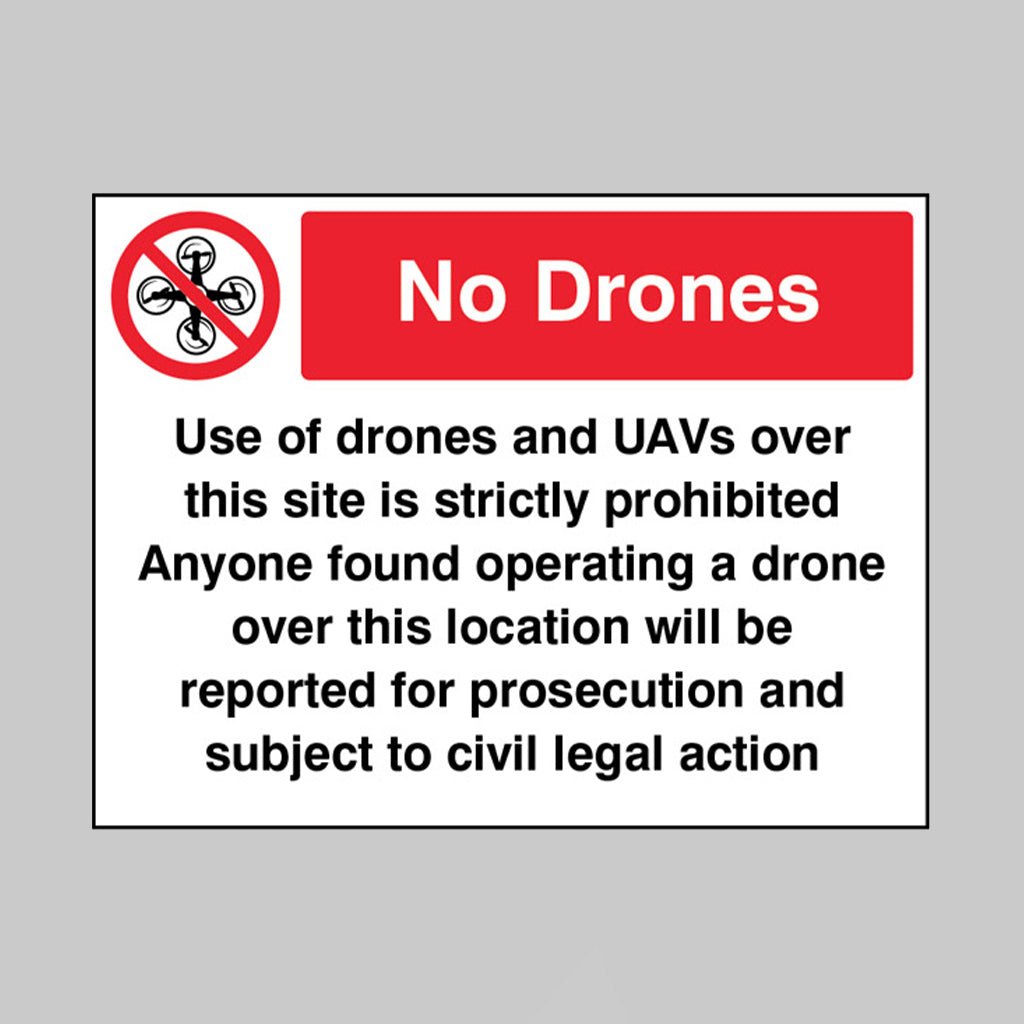 Drones Prohibited In This Area Sign - Ready Set SuppliedDrones Prohibited In This Area SignRigid Plastic13649K