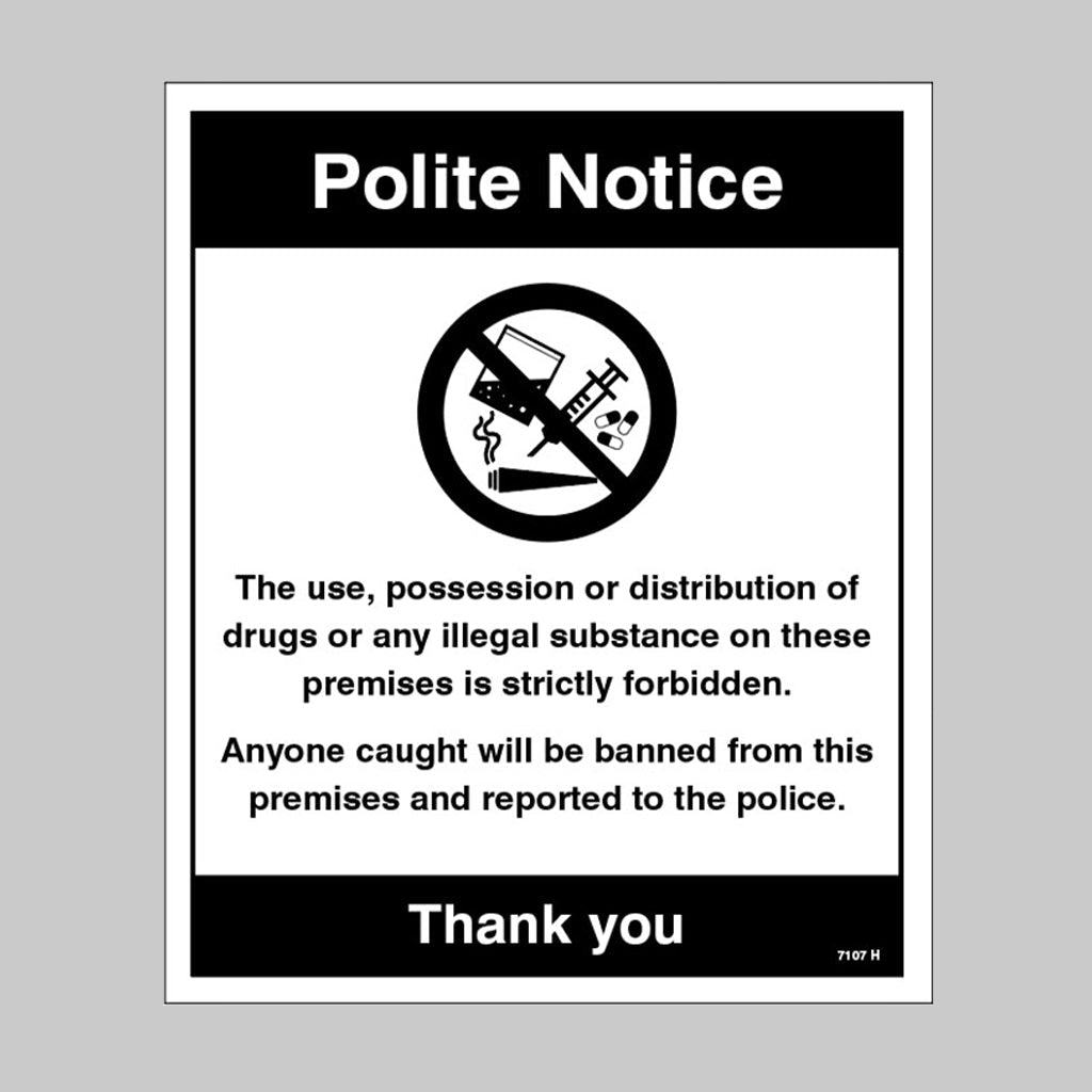 Drugs The Use, Possession Or Distribution Of Drugs Is Strictly Prohibited Sign - Ready Set SuppliedDrugs The Use, Possession Or Distribution Of Drugs Is Strictly Prohibited SignRigid Plastic17107H