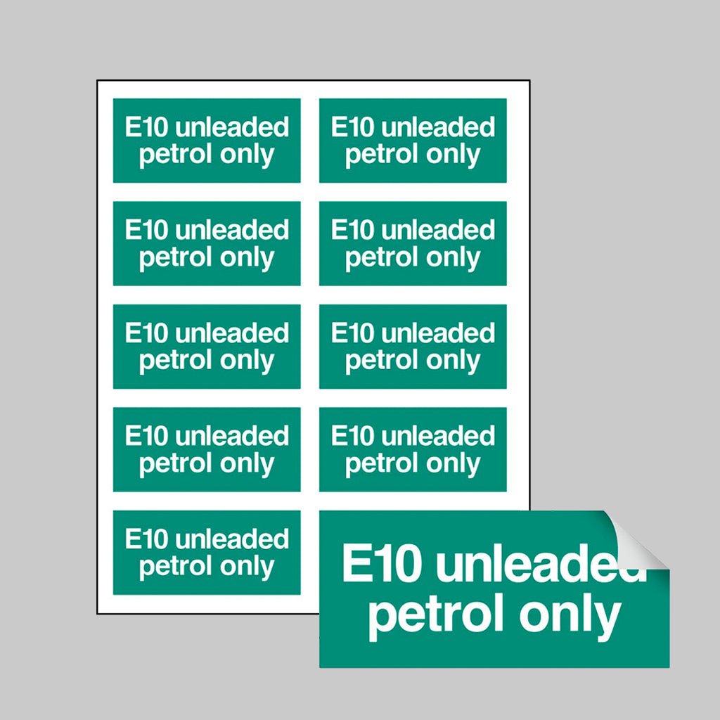 E10 Unleaded Petrol Only Sheet of 10 Self Adhesive Labels 40 x 18mm - Ready Set SuppliedE10 Unleaded Petrol Only Sheet of 10 Self Adhesive Labels 40 x 18mm54568