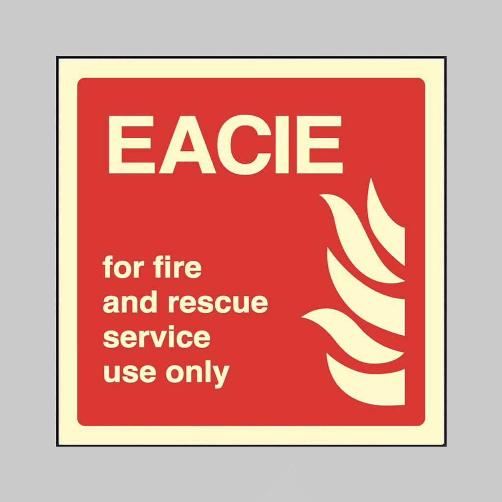 Eacie For Fire And Rescue Service Use Only Sign - Ready Set SuppliedEacie For Fire And Rescue Service Use Only SignUltra Bright (Class C) Photoluminescent Rigid31109F