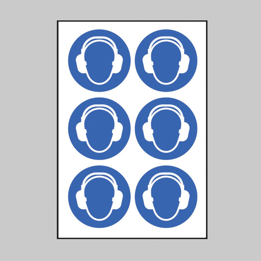 Ear Protection Symbol 100mm Dia - Sheet of 6 Peel 'N' Stick Labels - Ready Set SuppliedEar Protection Symbol 100mm Dia - Sheet of 6 Peel 'N' Stick Labels55036