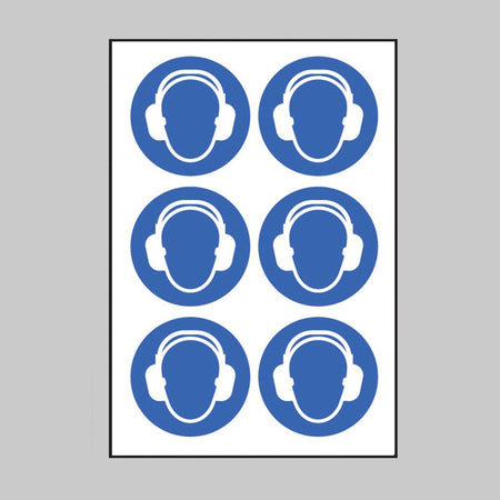 Ear Protection Symbol 100mm Dia - Sheet of 6 Peel 'N' Stick Labels - Ready Set SuppliedEar Protection Symbol 100mm Dia - Sheet of 6 Peel 'N' Stick Labels55036