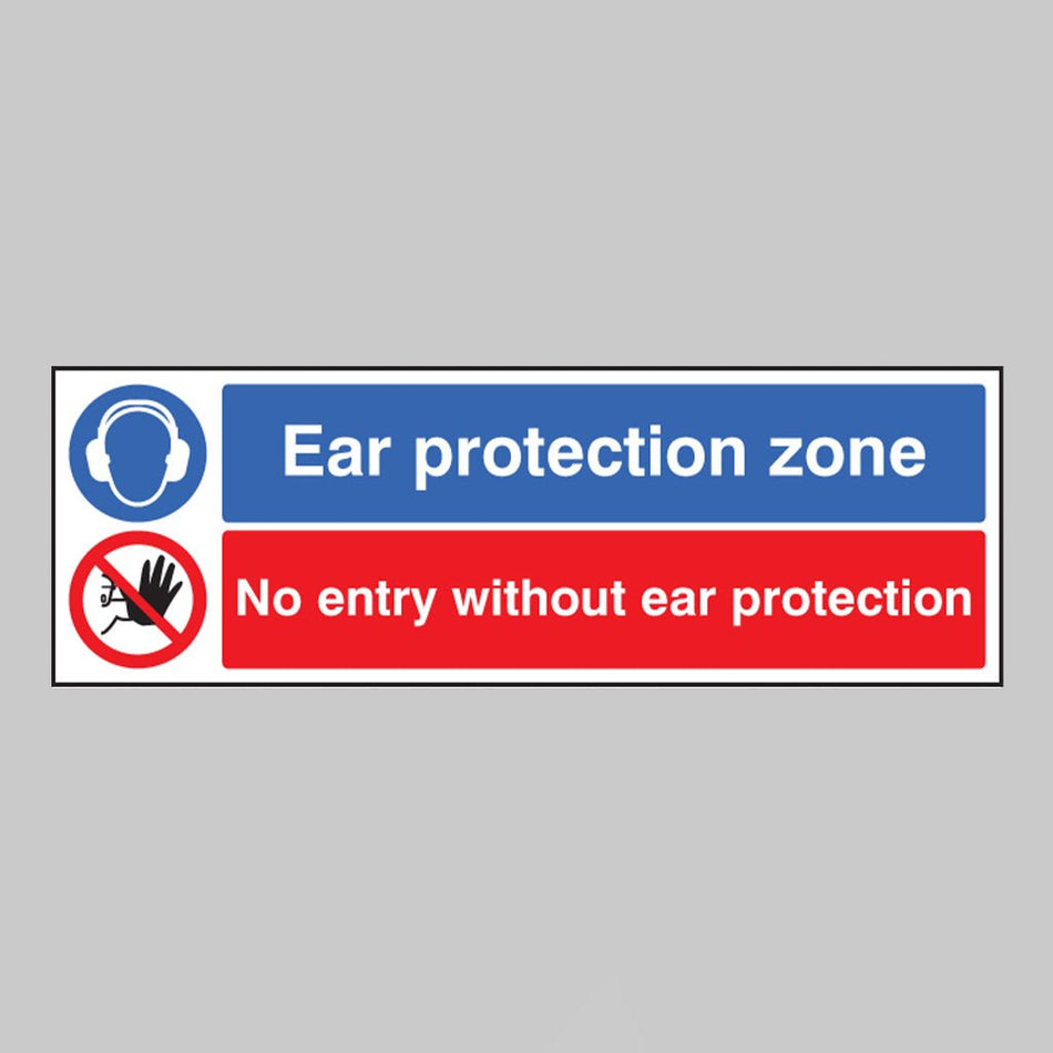 Ear Protection Zone No Entry Without Ear Protection Sign - Ready Set SuppliedEar Protection Zone No Entry Without Ear Protection SignRigid Plastic16250G