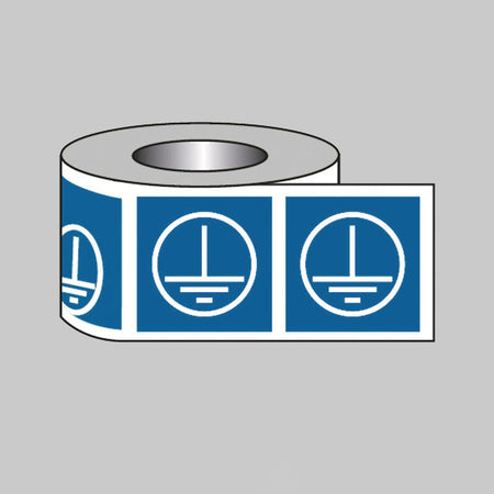 Earth Label Roll of 100 12.5 x 12.5mm (Blue) - Ready Set SuppliedEarth Label Roll of 100 12.5 x 12.5mm (Blue)53525