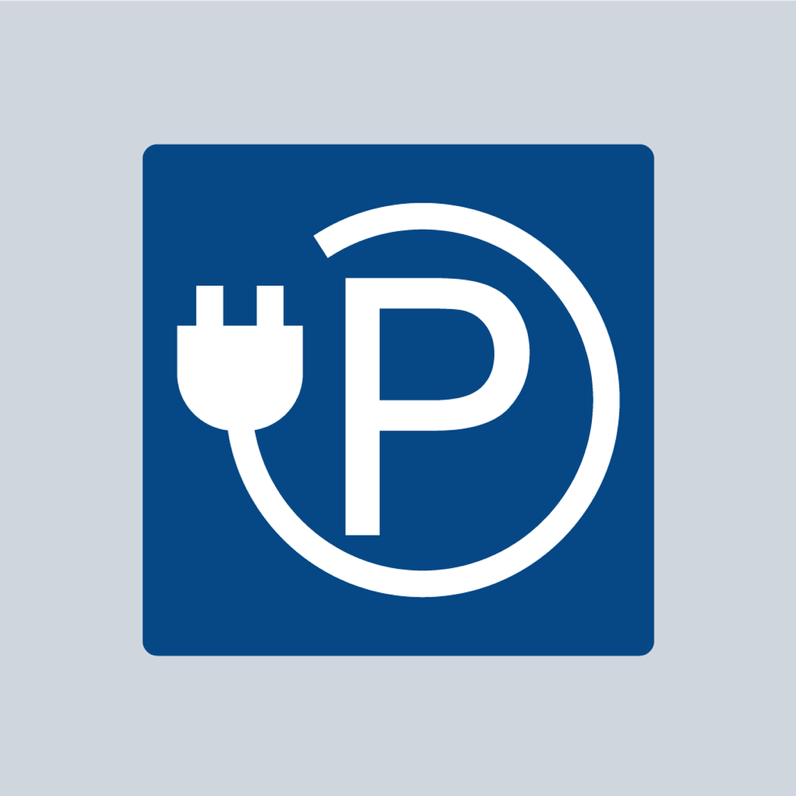 Electric car charging symbol - Ready Set SuppliedElectric car charging symbolBlue100