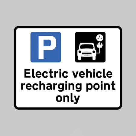 Electric Vehicle Recharging Point Only Class RA1 355 x 275mm With Channelling Sign - Ready Set SuppliedElectric Vehicle Recharging Point Only Class RA1 355 x 275mm With Channelling Sign57450