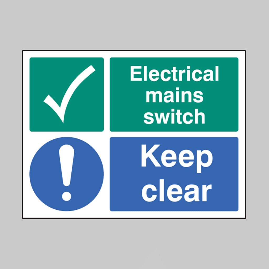 Electrical Mains Switch Keep Clear Sign - Ready Set SuppliedElectrical Mains Switch Keep Clear SignRigid Plastic16034K