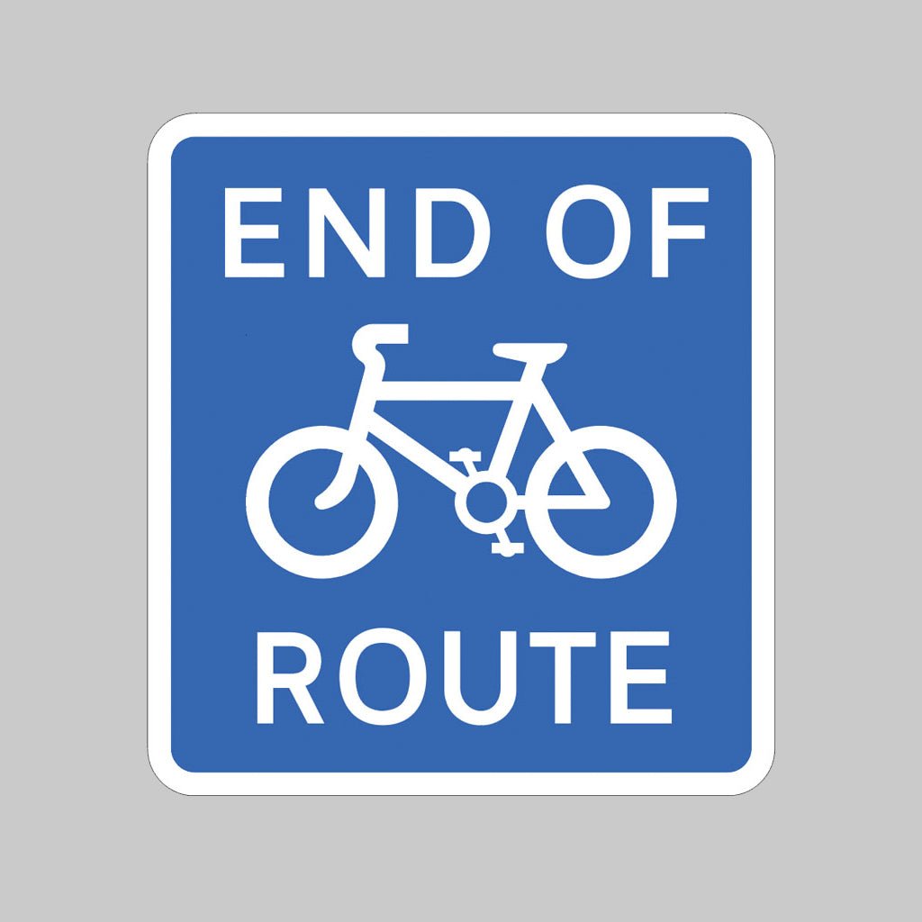 End Of Cycle Route Class R2 395 x 430mm (3mm Aluminium Composite) With Channelling Sign - Ready Set SuppliedEnd Of Cycle Route Class R2 395 x 430mm (3mm Aluminium Composite) With Channelling Sign57454