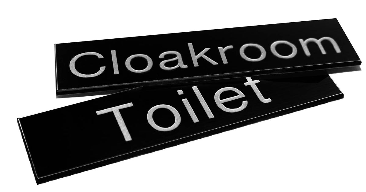 Engraved Sign With Adhesive Backing - 100 x 75mm White Text On Black - Ready Set SuppliedEngraved Sign With Adhesive Backing - 100 x 75mm White Text On Black51555