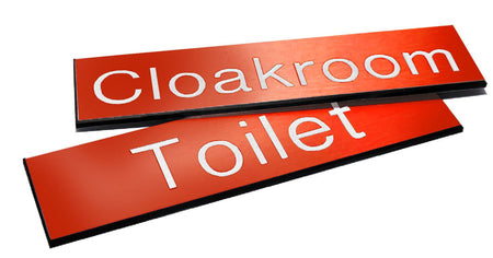 Engraved Sign With Adhesive Backing - 140 x 35mm White Text On Red - Ready Set SuppliedEngraved Sign With Adhesive Backing - 140 x 35mm White Text On Red51569