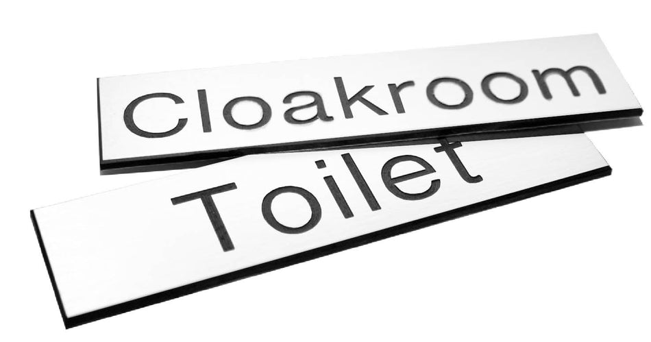 Engraved Sign With Adhesive Backing - 300 x 100mm Black Text On White - Ready Set SuppliedEngraved Sign With Adhesive Backing - 300 x 100mm Black Text On White51560