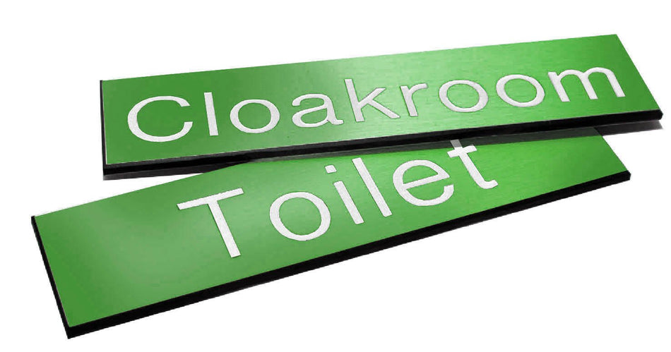 Engraved Sign With Adhesive Backing - 300 x 100mm White Text On Green - Ready Set SuppliedEngraved Sign With Adhesive Backing - 300 x 100mm White Text On Green51564