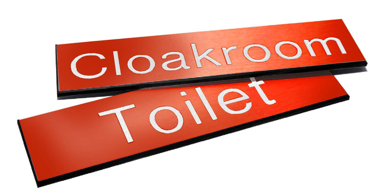 Engraved Sign With Adhesive Backing - 300 x 100mm White Text On Red - Ready Set SuppliedEngraved Sign With Adhesive Backing - 300 x 100mm White Text On Red51562