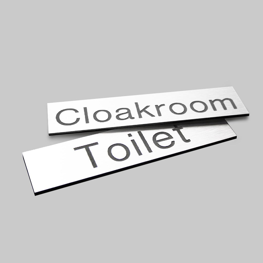 Engraved Sign With Adhesive Backing - 35 x 70mm Black Text On White - Ready Set SuppliedEngraved Sign With Adhesive Backing - 35 x 70mm Black Text On White51573