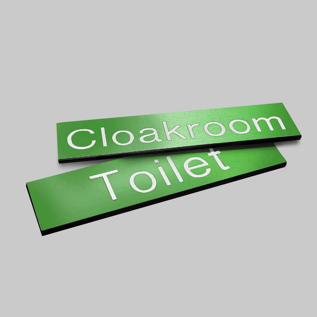 Engraved Sign With Adhesive Backing - 35 x 70mm White Text On Green - Ready Set SuppliedEngraved Sign With Adhesive Backing - 35 x 70mm White Text On Green51577