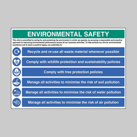 Environmental Site Safety Board: Re-Use & Recycle All Waste Material Where Possible And Manage All Construction Activities To Minimise The Impact To The Environment And Reduce The Risk Of Air, Soil And Water Pollution - Ready Set SuppliedEnvironmental Site Safety Board: Re-Use & Recycle All Waste Material Where Possible And Manage All Construction Activities To Minimise The Impact To The Environment And Reduce The Risk Of Air, Soil And Water PollutionRigid Plastic17134Q