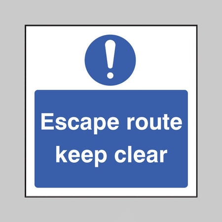 Escape Route Keep Clear Sign - Ready Set SuppliedEscape Route Keep Clear SignRigid Plastic11649F