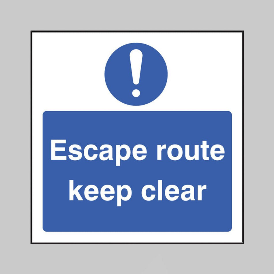 Escape Route Keep Clear Sign - Ready Set SuppliedEscape Route Keep Clear SignRigid Plastic11649F