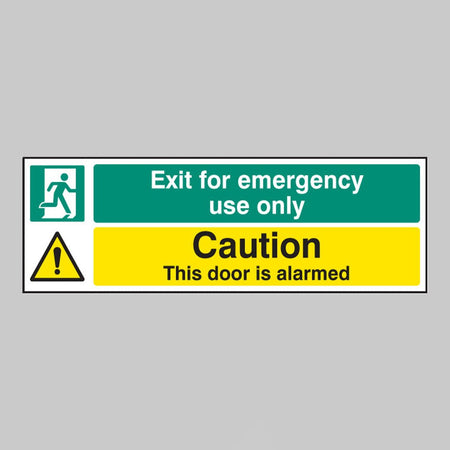 Exit For Emergency Use Only Caution This Door Is Alarmed Sign - Ready Set SuppliedExit For Emergency Use Only Caution This Door Is Alarmed SignRigid Plastic12065G