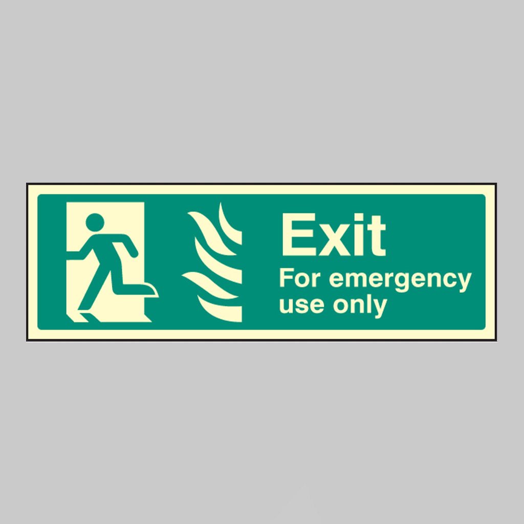 Exit For Emergency Use Only Left - Htm Sign - Ready Set SuppliedExit For Emergency Use Only Left - Htm SignUltra Bright (Class C) Photoluminescent Rigid32107G